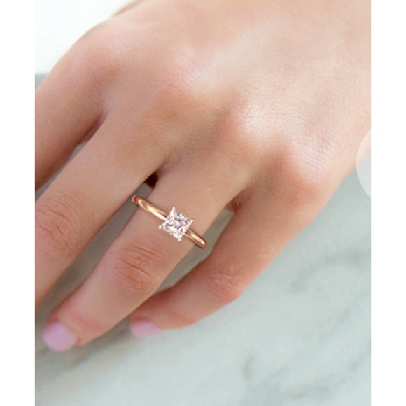 14k Princess Diamond Wedding Engagement Ring 14K Gold size 6,7,8 - Picture 9 of 12